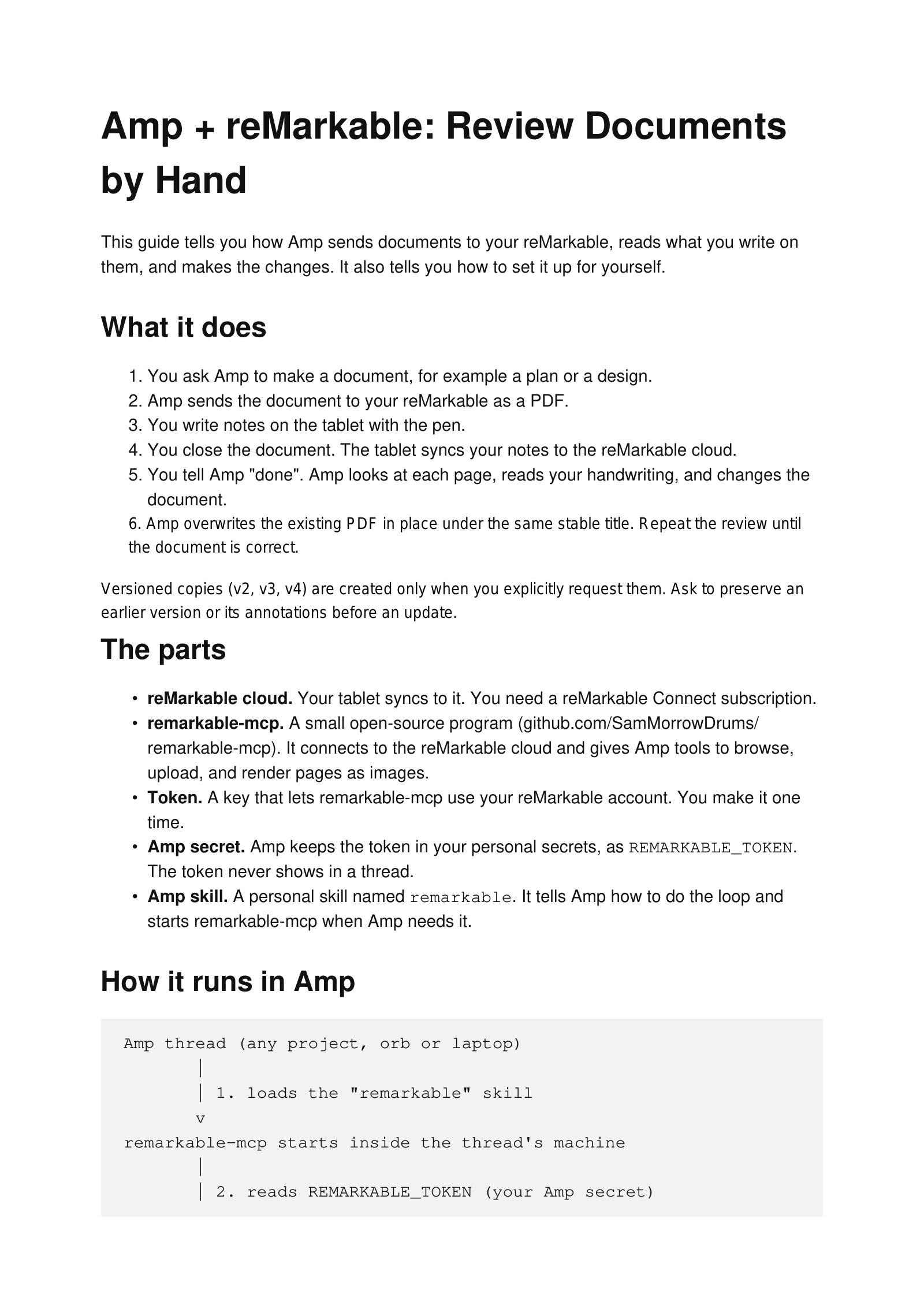 Page 1 of 4 of Amp + reMarkable: Review Documents by Hand